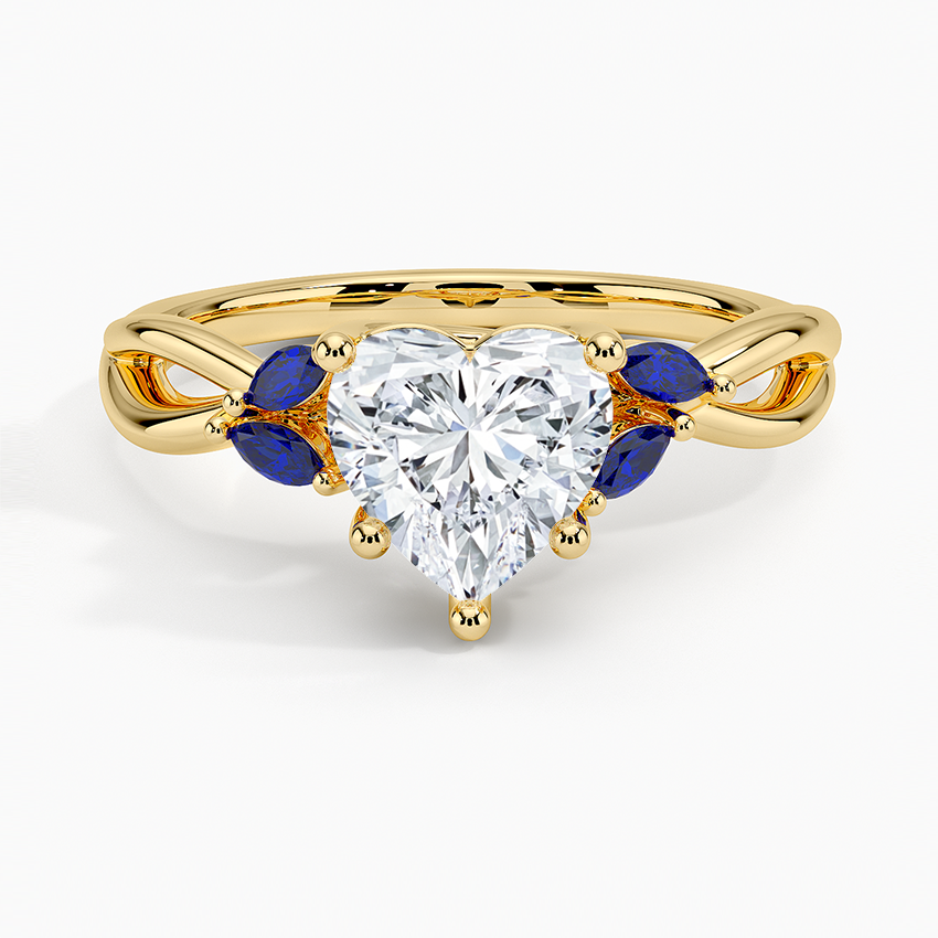 Willow Ring With Sapphire Accents Yellow Gold 18k Heart Engagement Ring