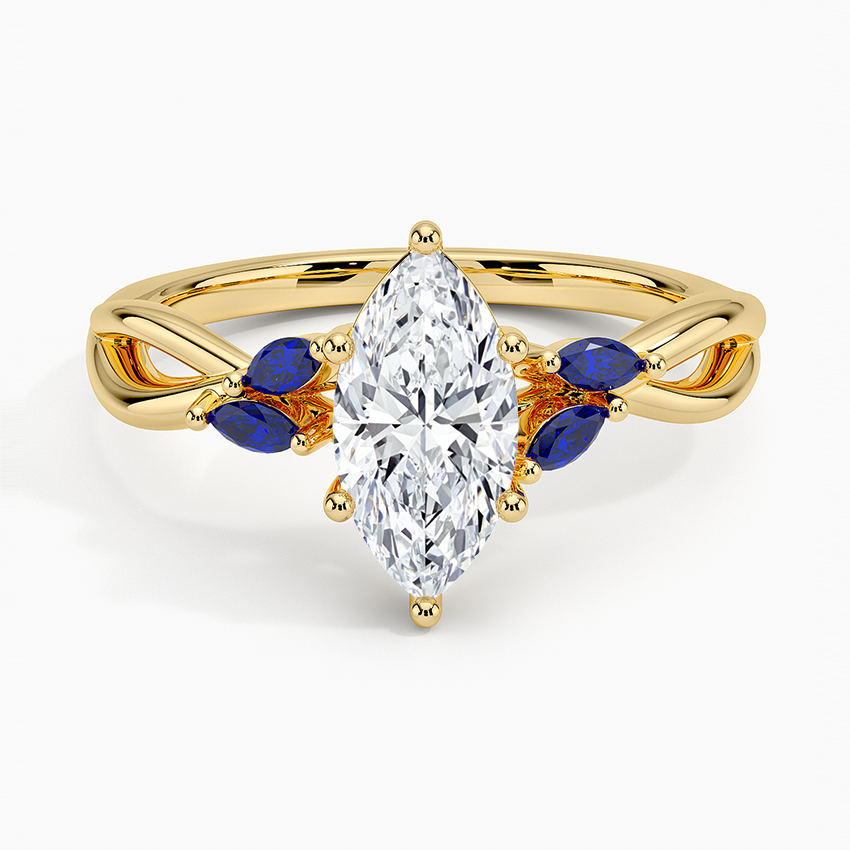 Willow Ring With Sapphire Accents Yellow Gold 18k Marquise Engagement Ring