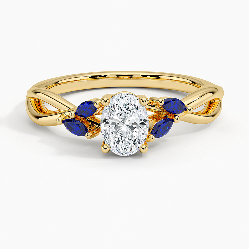 Willow Ring With Sapphire Accents Yellow Gold 18k Oval Engagement Ring