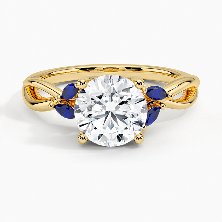 Willow Ring With Sapphire Accents Yellow Gold 18k Round Engagement Ring