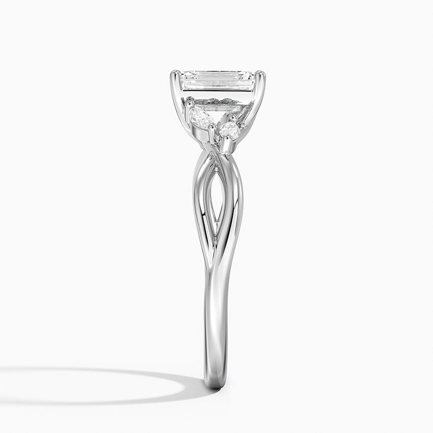 Willow Diamond Ring (1/8 ct. tw.) Platinum Emerald Engagement Ring