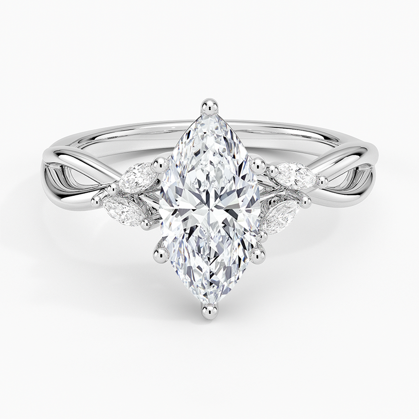 Willow Diamond Ring (1/8 ct. tw.) Platinum Marquise Engagement Ring