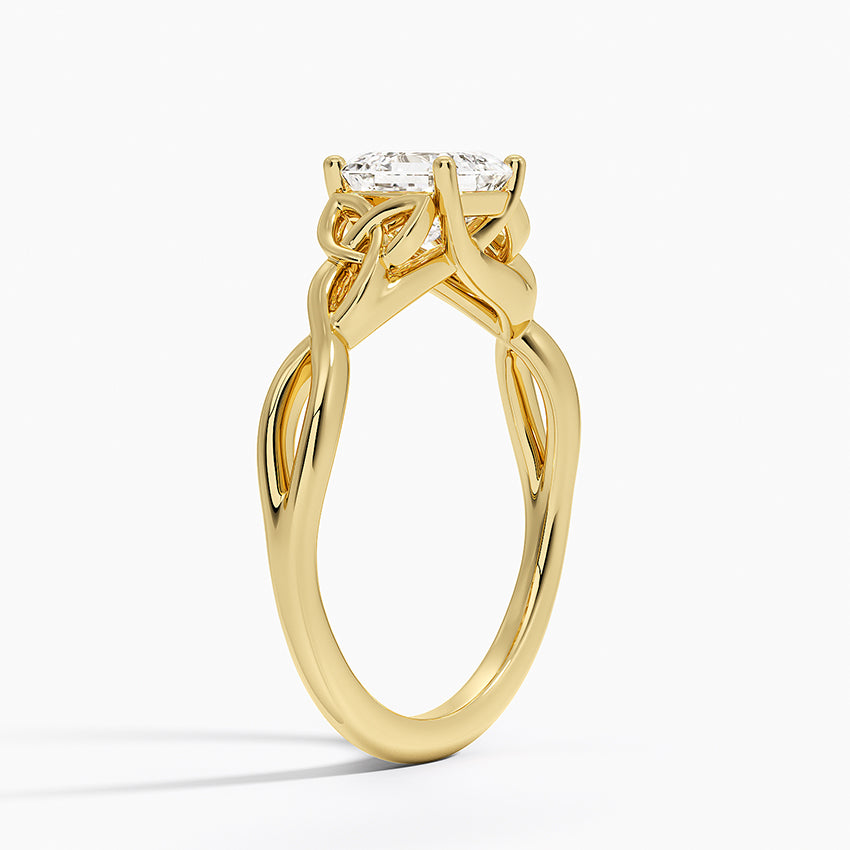 Celtic Love Knot Ring Yellow Gold 18k Asscher Engagement Ring