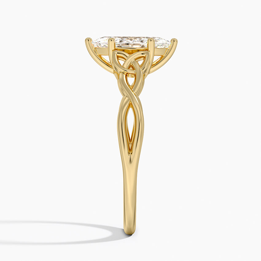 Celtic Love Knot Ring Yellow Gold 18k Marquise Engagement Ring
