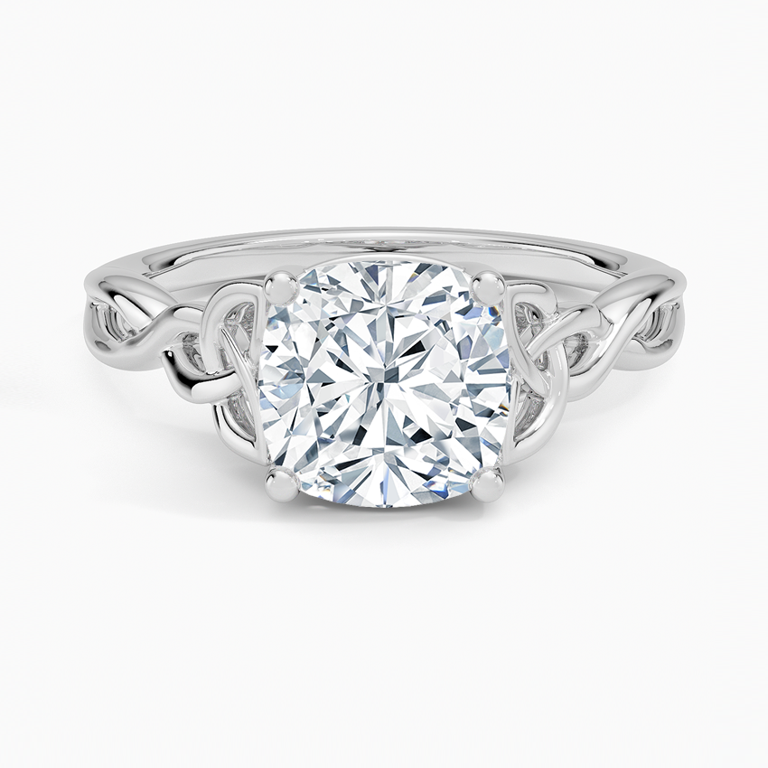Celtic Love Knot Ring Platinum Cushion Engagement Ring