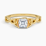 Celtic Love Knot Ring Yellow Gold 18k Asscher Engagement Ring