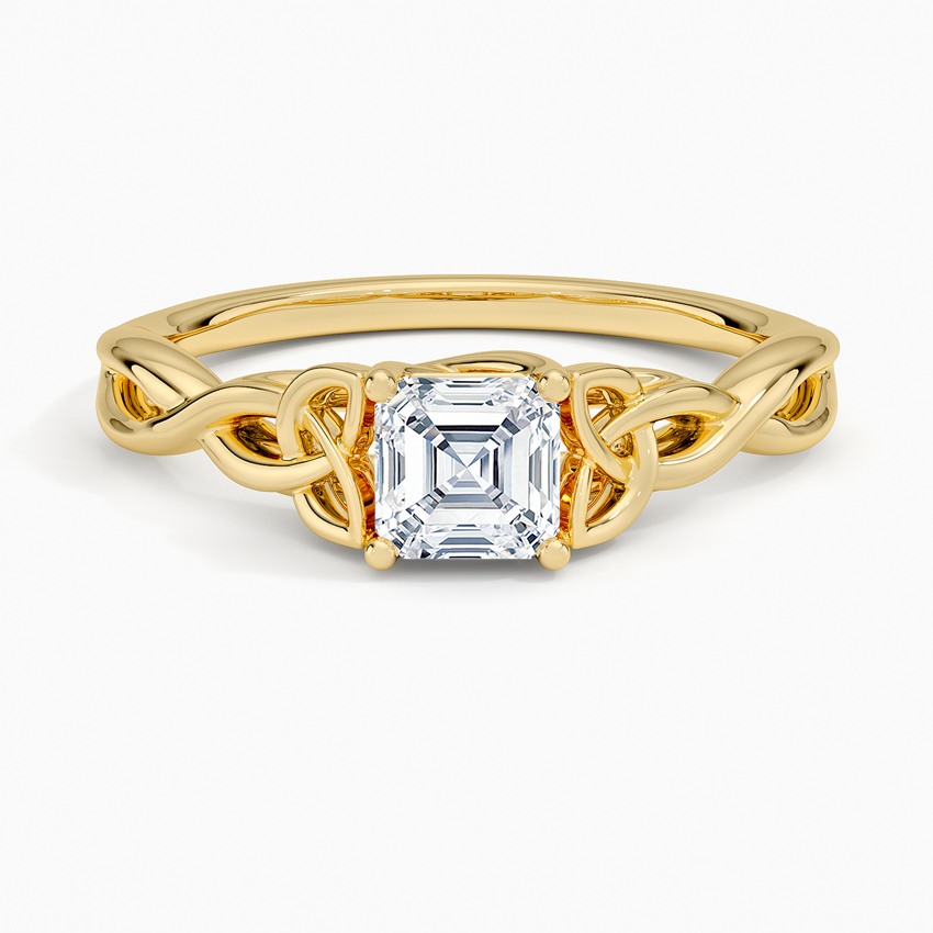 Celtic Love Knot Ring Yellow Gold 18k Asscher Engagement Ring