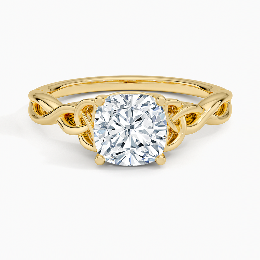 Celtic Love Knot Ring Yellow Gold 18k Cushion Engagement Ring