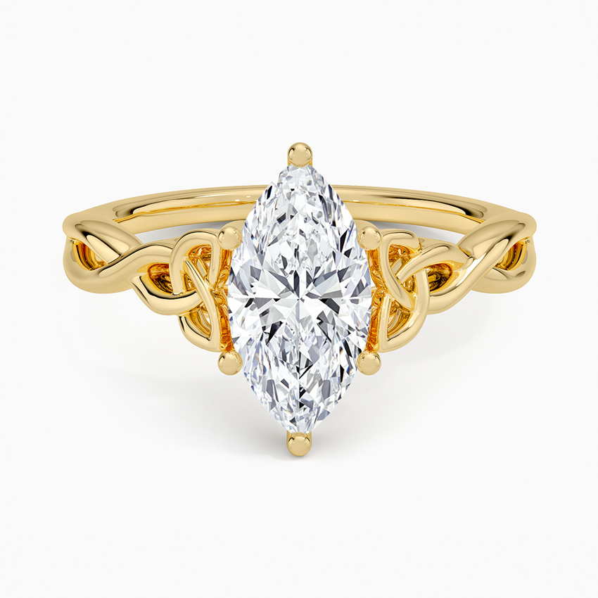 Celtic Love Knot Ring Yellow Gold 18k Marquise Engagement Ring