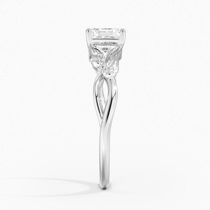 Budding Willow Solitaire Ring Platinum Asscher Engagement Ring