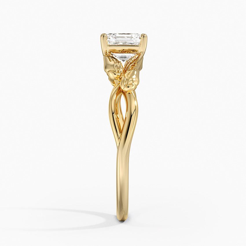 Budding Willow Solitaire Ring Yellow Gold 18k Asscher Engagement Ring