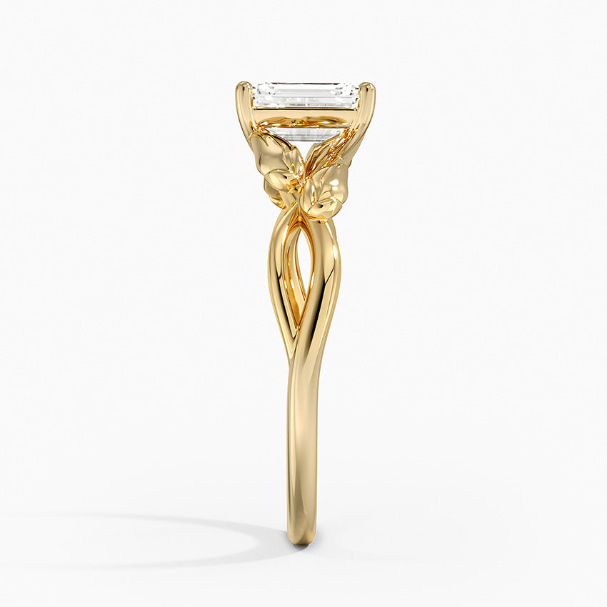 Budding Willow Solitaire Ring Yellow Gold 18k Emerald Engagement Ring