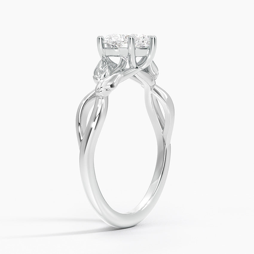 Budding Willow Solitaire Ring Platinum Heart Engagement Ring