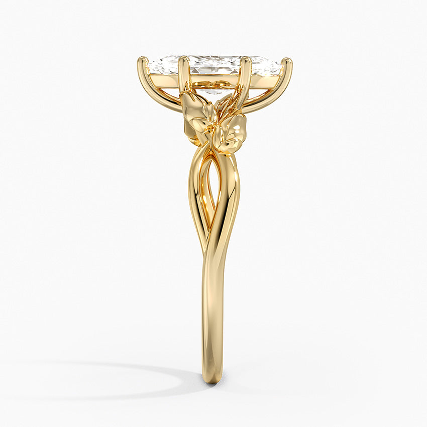 Budding Willow Solitaire Ring Yellow Gold 18k Marquise Engagement Ring