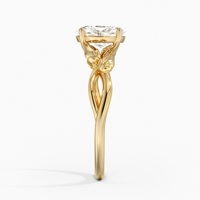 Budding Willow Solitaire Ring Yellow Gold 18k Oval Engagement Ring