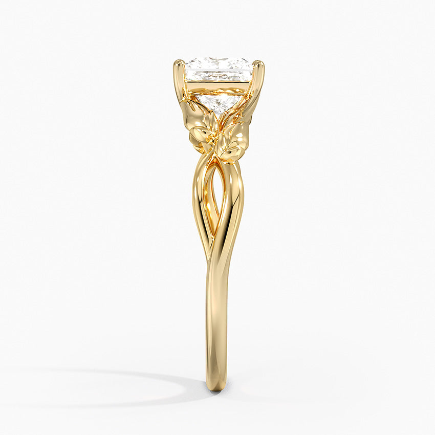Budding Willow Solitaire Ring Yellow Gold 18k Princess Engagement Ring
