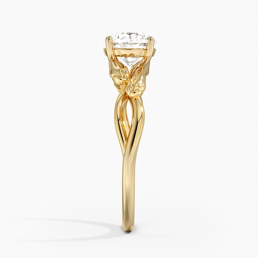 Budding Willow Solitaire Ring Yellow Gold 18k Round Engagement Ring