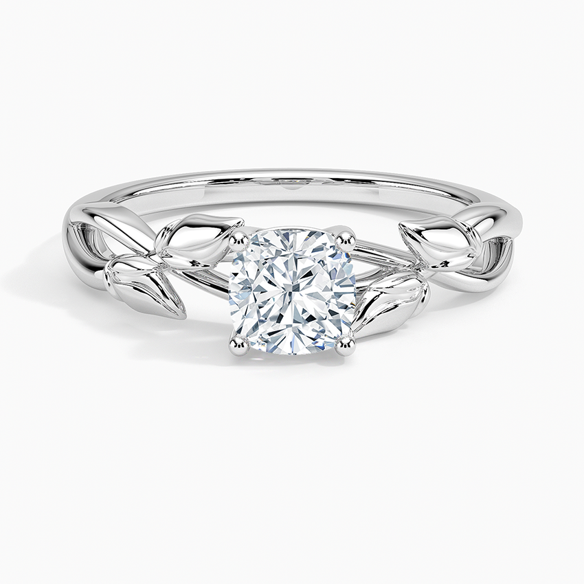 Budding Willow Solitaire Ring Platinum Cushion Engagement Ring