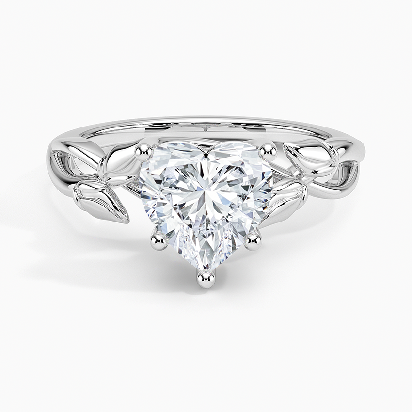 Budding Willow Solitaire Ring Platinum Heart Engagement Ring