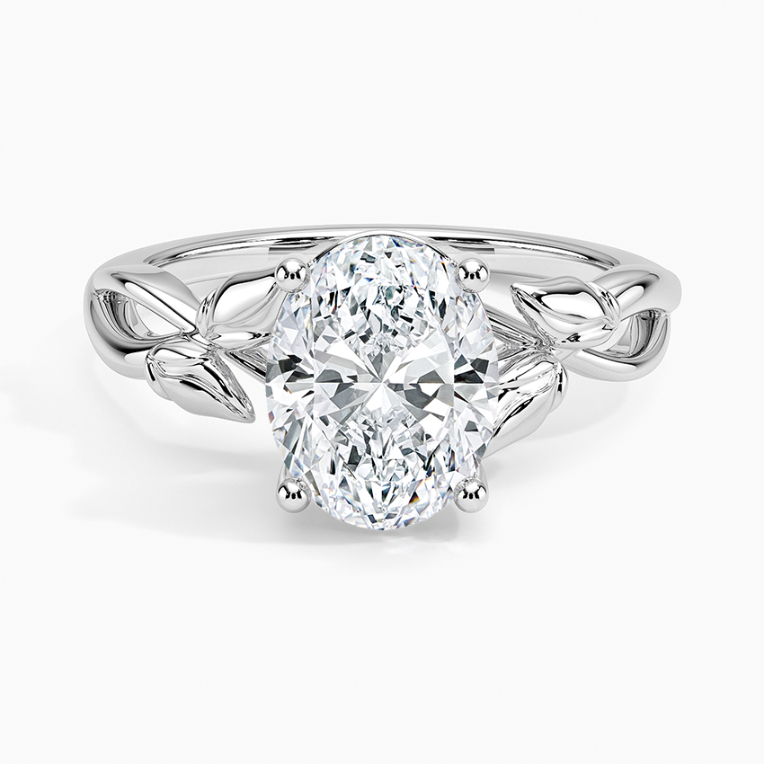 Budding Willow Solitaire Ring Platinum Oval Engagement Ring