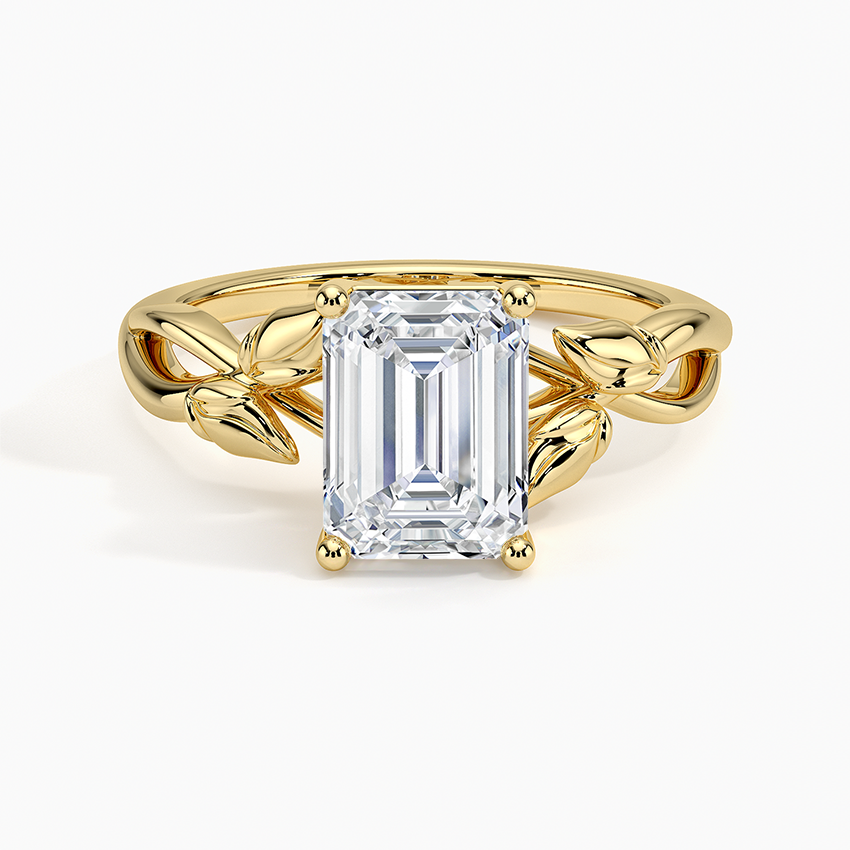 Budding Willow Solitaire Ring Yellow Gold 18k Emerald Engagement Ring