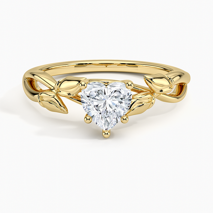 Budding Willow Solitaire Ring Yellow Gold 18k Heart Engagement Ring