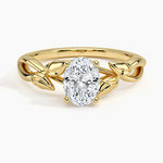 Budding Willow Solitaire Ring Yellow Gold 18k Oval Engagement Ring