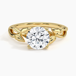 Budding Willow Solitaire Ring Yellow Gold 18k Round Engagement Ring