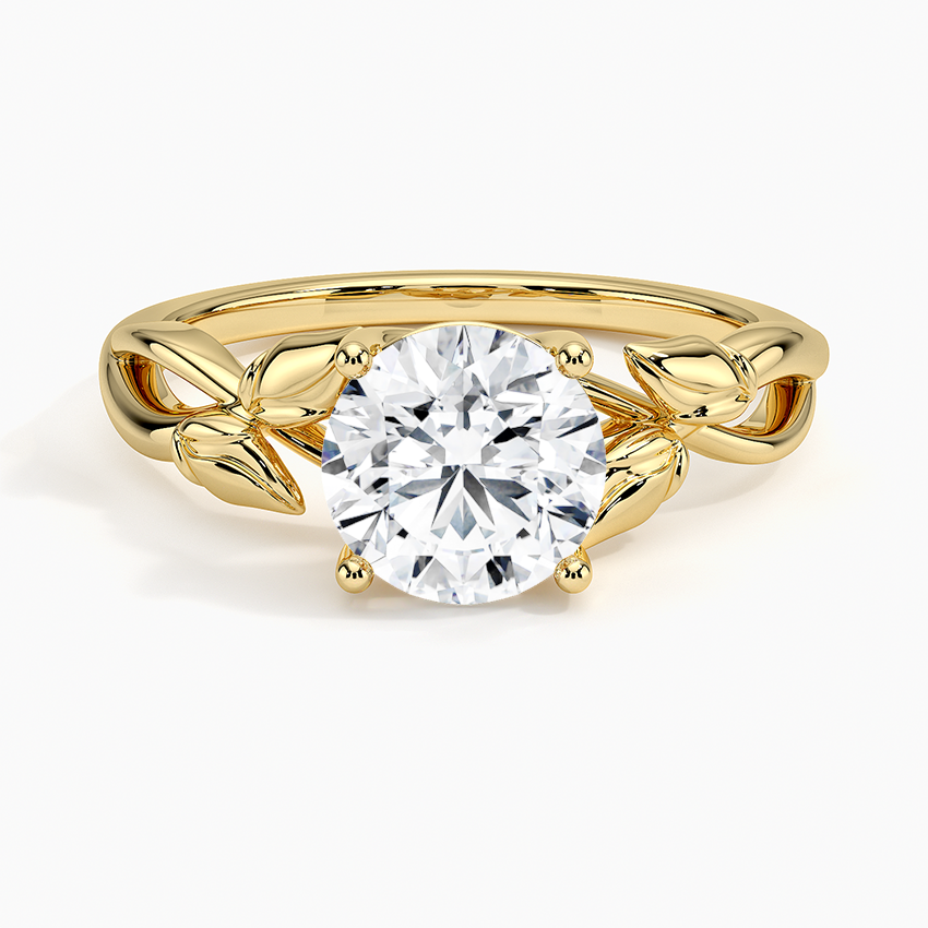 Budding Willow Solitaire Ring Yellow Gold 18k Round Engagement Ring