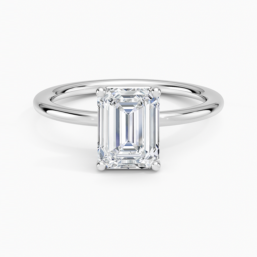 Gwen Perfect Fit Solitaire Ring Platinum Emerald Engagement Ring