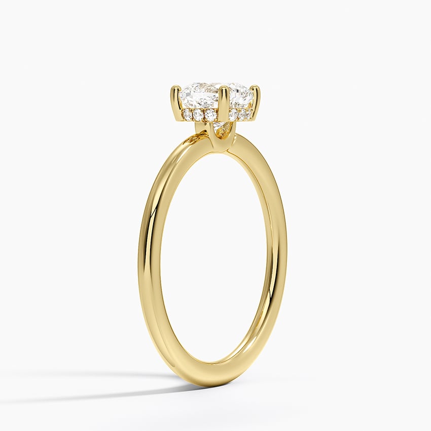 Gwen Perfect Fit Hidden Halo Diamond Ring Yellow Gold 18k Cushion Engagement Ring