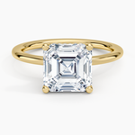 Gwen Perfect Fit Hidden Halo Diamond Ring Yellow Gold 18k Asscher Engagement Ring