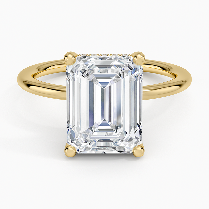 Gwen Perfect Fit Hidden Halo Diamond Ring Yellow Gold 18k Emerald Engagement Ring