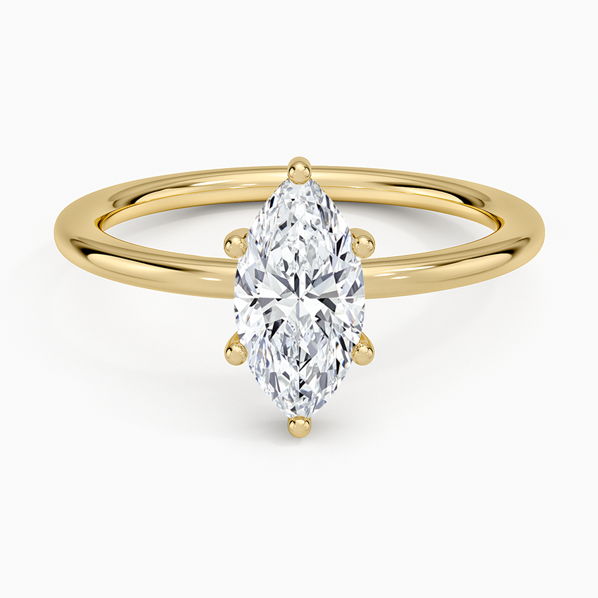 Gwen Perfect Fit Hidden Halo Diamond Ring Yellow Gold 18k Marquise Engagement Ring