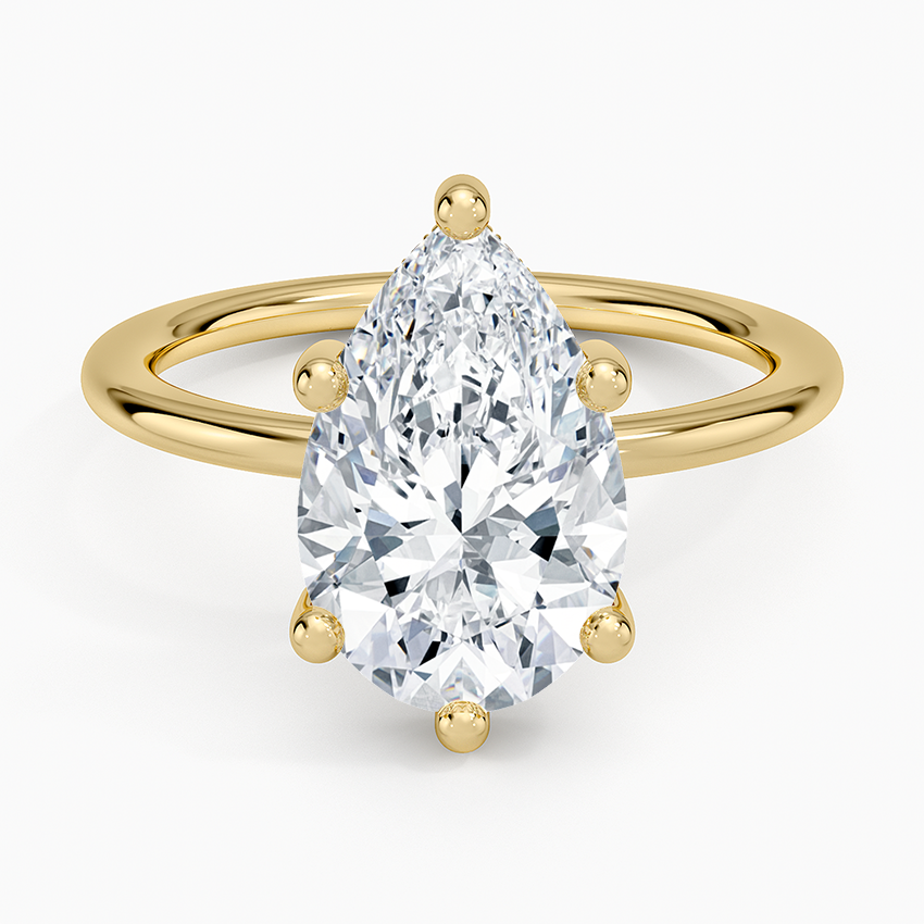 Gwen Perfect Fit Hidden Halo Diamond Ring Yellow Gold 18k Pear Engagement Ring