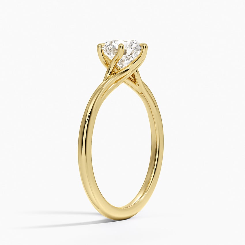 Delilah Twist Solitaire Ring Yellow Gold 18k Round Engagement Ring