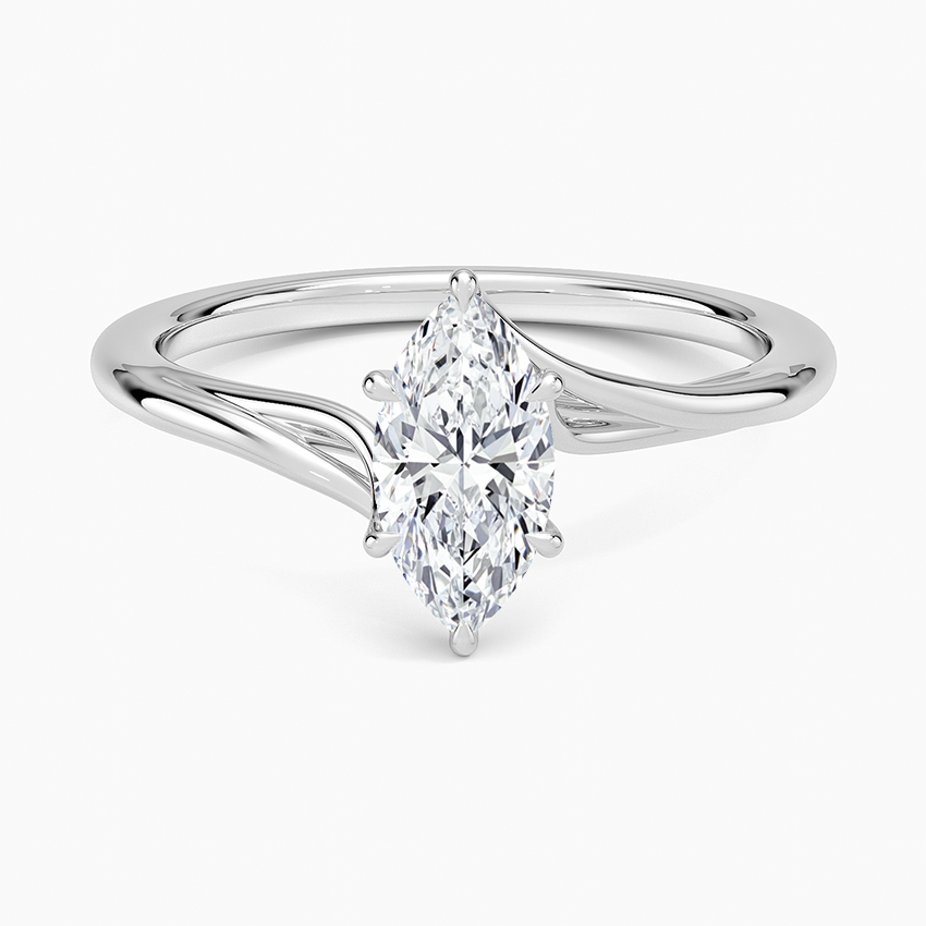Delilah Twist Solitaire Ring Platinum Marquise Engagement Ring
