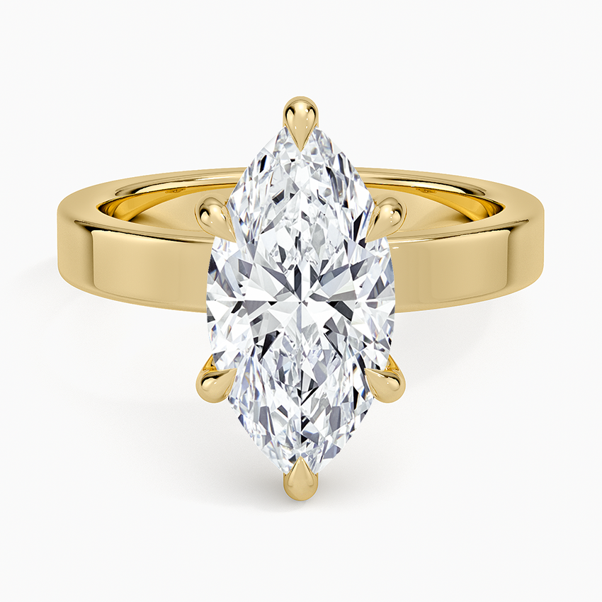 Peyton 3mm Solitaire Ring Yellow Gold 18k Marquise Engagement Ring