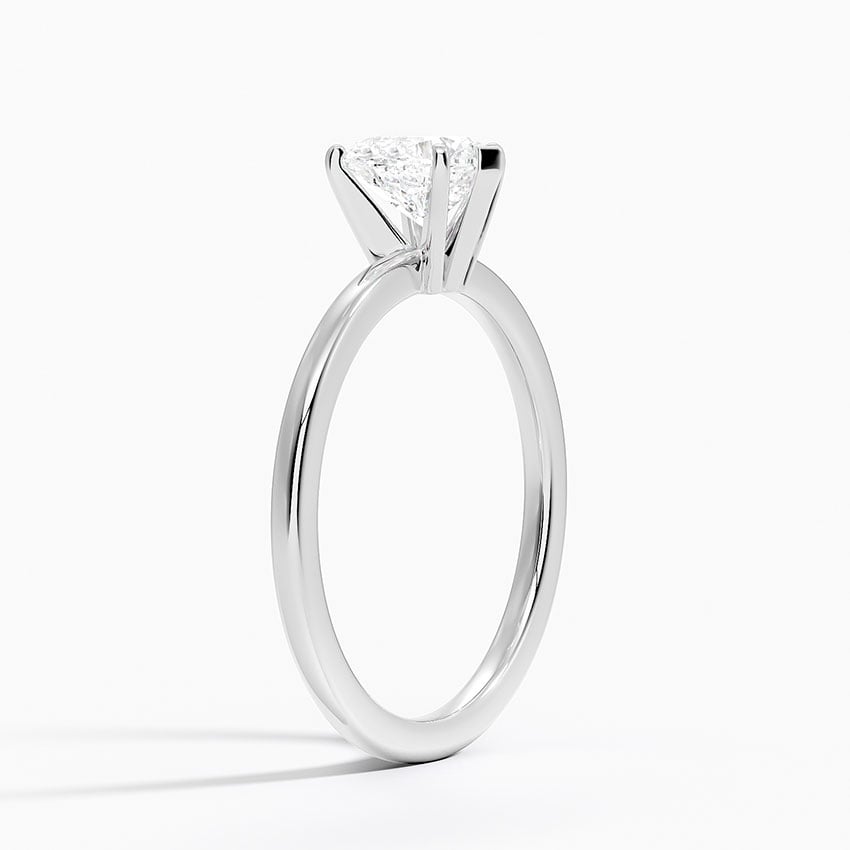 Six-Prong Petite Comfort Fit 1.5mm Solitaire Ring Platinum Heart Engagement Ring