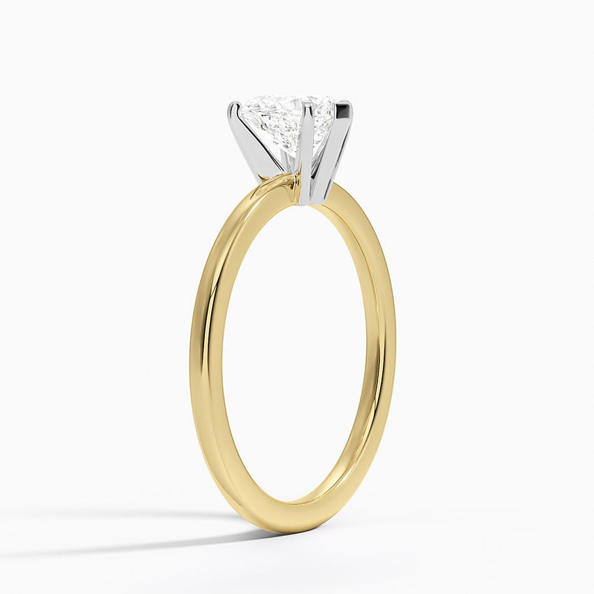 Six-Prong Petite Comfort Fit 1.5mm Solitaire Ring Yellow Gold 18k Heart Engagement Ring