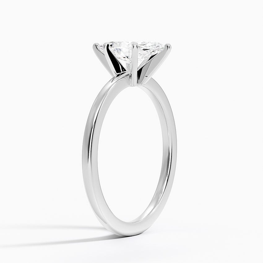 Six-Prong Petite Comfort Fit 1.5mm Solitaire Ring Platinum Marquise Engagement Ring