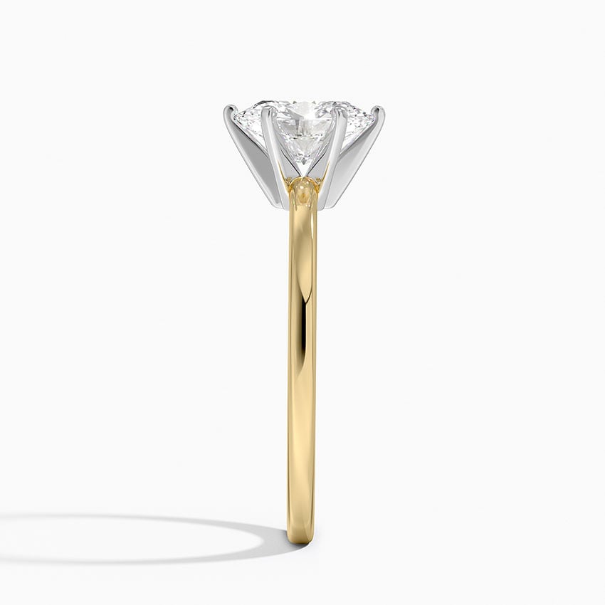 Six-Prong Petite Comfort Fit 1.5mm Solitaire Ring Yellow Gold 18k Oval Engagement Ring