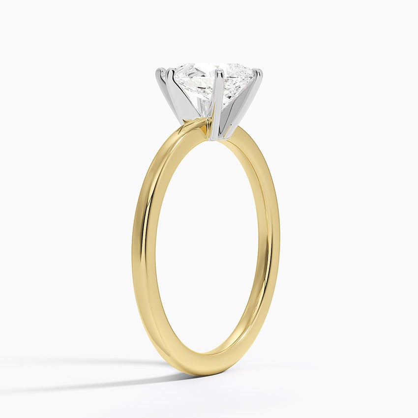 Six-Prong Petite Comfort Fit 1.5mm Solitaire Ring Yellow Gold 18k Princess Engagement Ring