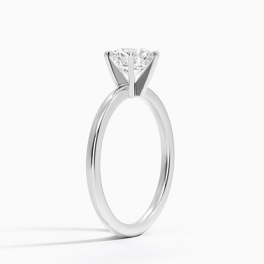 Six-Prong Petite Comfort Fit 1.5mm Solitaire Ring Platinum Round Engagement Ring