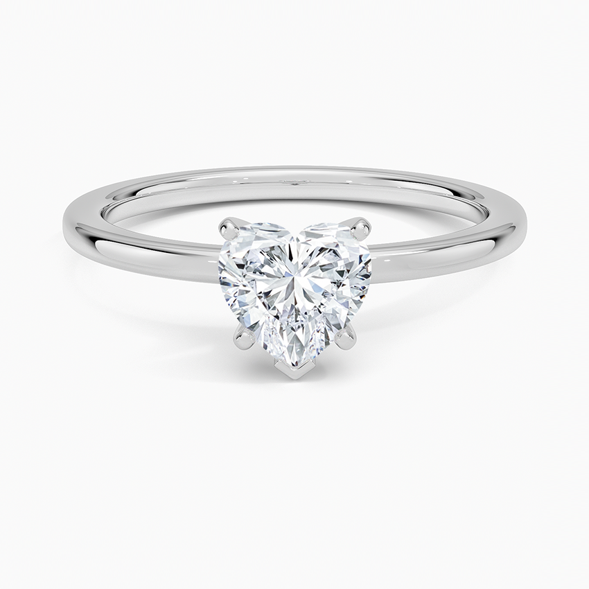 Six-Prong Petite Comfort Fit 1.5mm Solitaire Ring Platinum Heart Engagement Ring