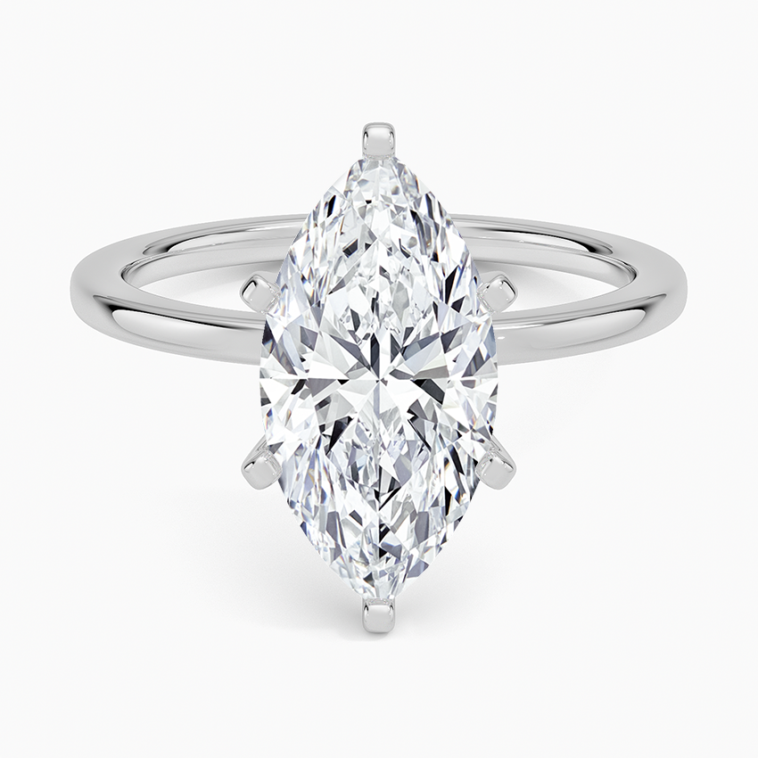 Six-Prong Petite Comfort Fit 1.5mm Solitaire Ring Platinum Marquise Engagement Ring