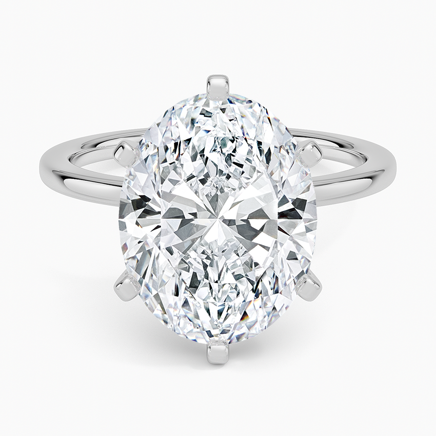 Six-Prong Petite Comfort Fit 1.5mm Solitaire Ring Platinum Oval Engagement Ring