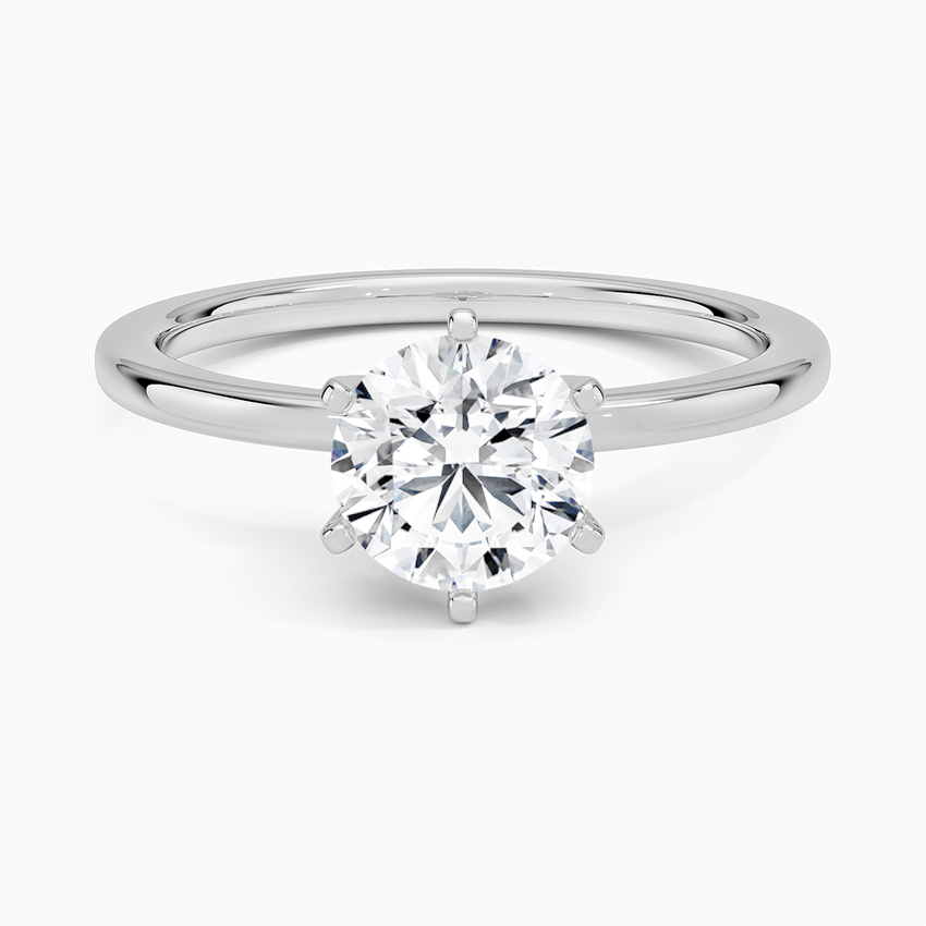 Six-Prong Petite Comfort Fit 1.5mm Solitaire Ring Platinum Round Engagement Ring
