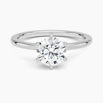 Six-Prong Petite Comfort Fit 1.5mm Solitaire Ring Platinum Round Engagement Ring