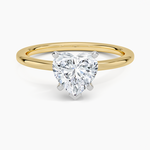 Six-Prong Petite Comfort Fit 1.5mm Solitaire Ring Yellow Gold 18k Heart Engagement Ring